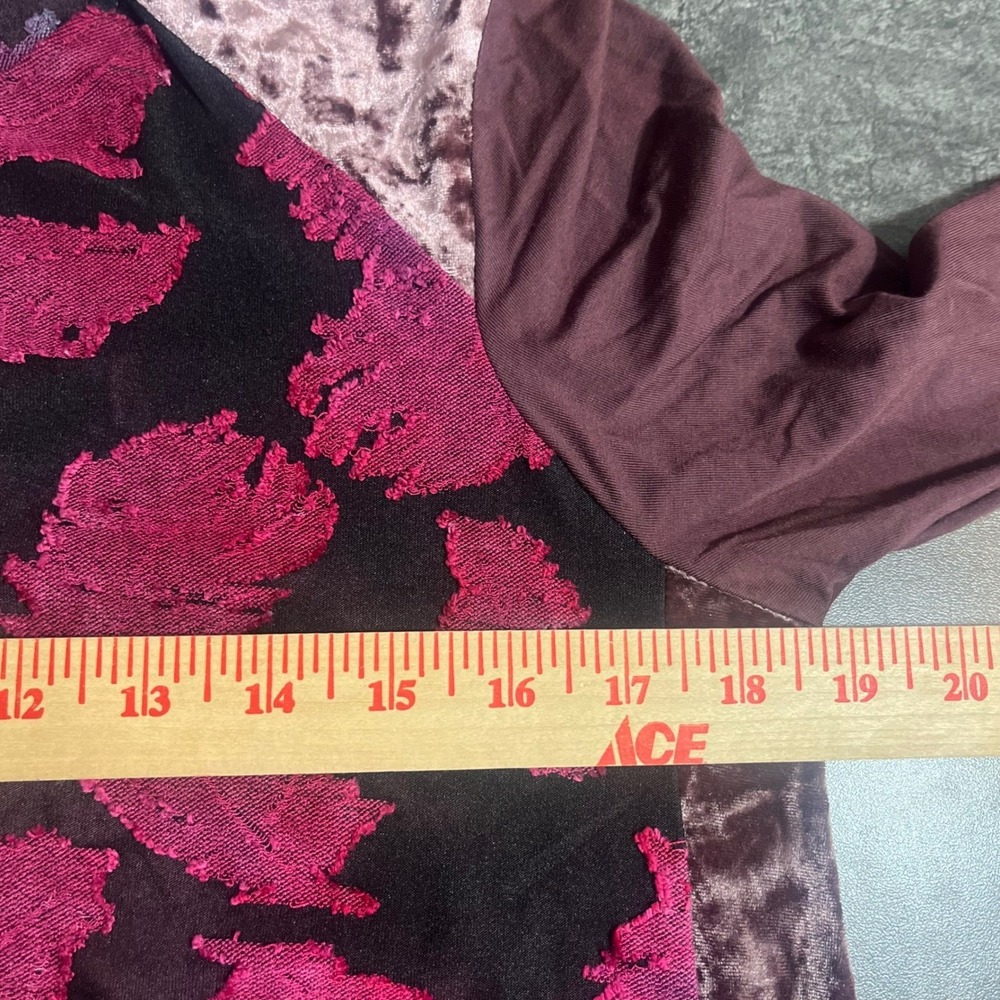 Y2K Velvet Tunic Top Small Long Sleeve LOGO Lori Goldstein Dark Romantic Artsy - Picture 6 of 7
